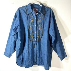 Vintage Embroidered Denim Shirt Cambridge Country Store